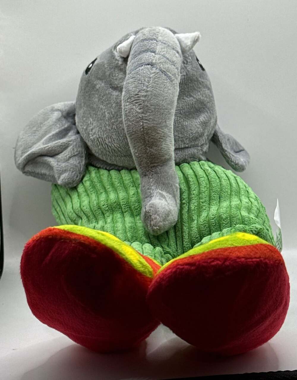 Elephant Plush Toy Grey Elephant with Green Corduroy Overalls